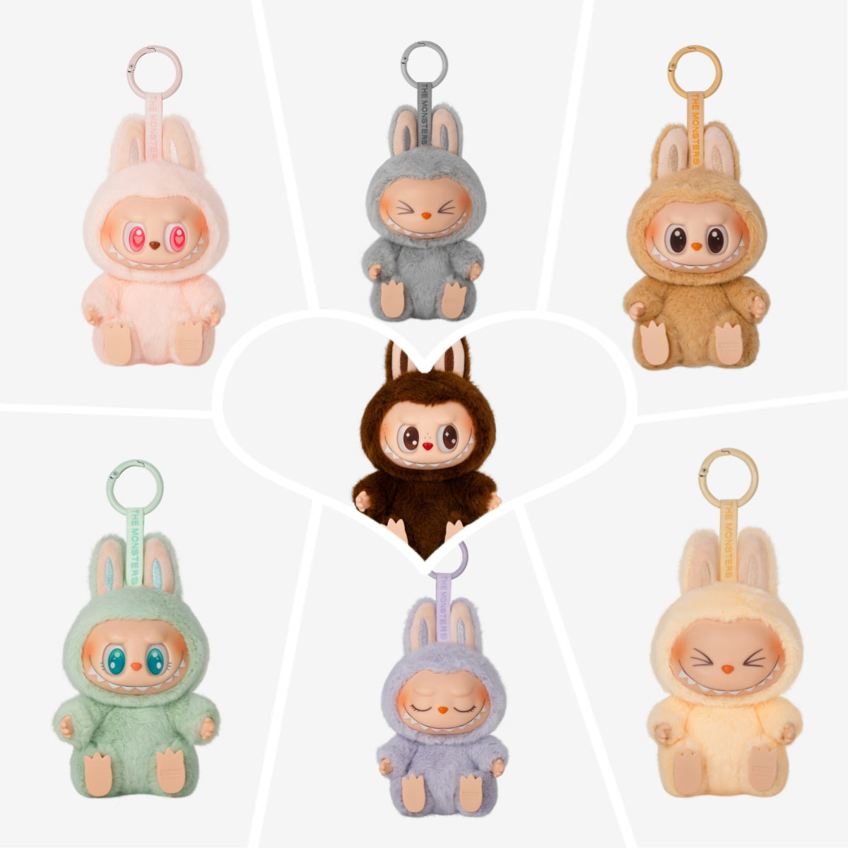 POP MART 7-Piece Doll Keychain Set – Limited Edition Collectible Keychains from the Monsters Series