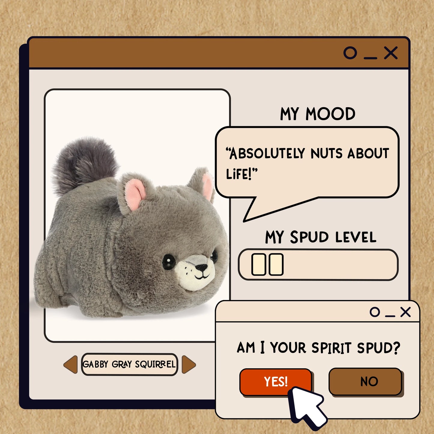 - Spudsters™ - 10" Gabby Gray Squirrel™