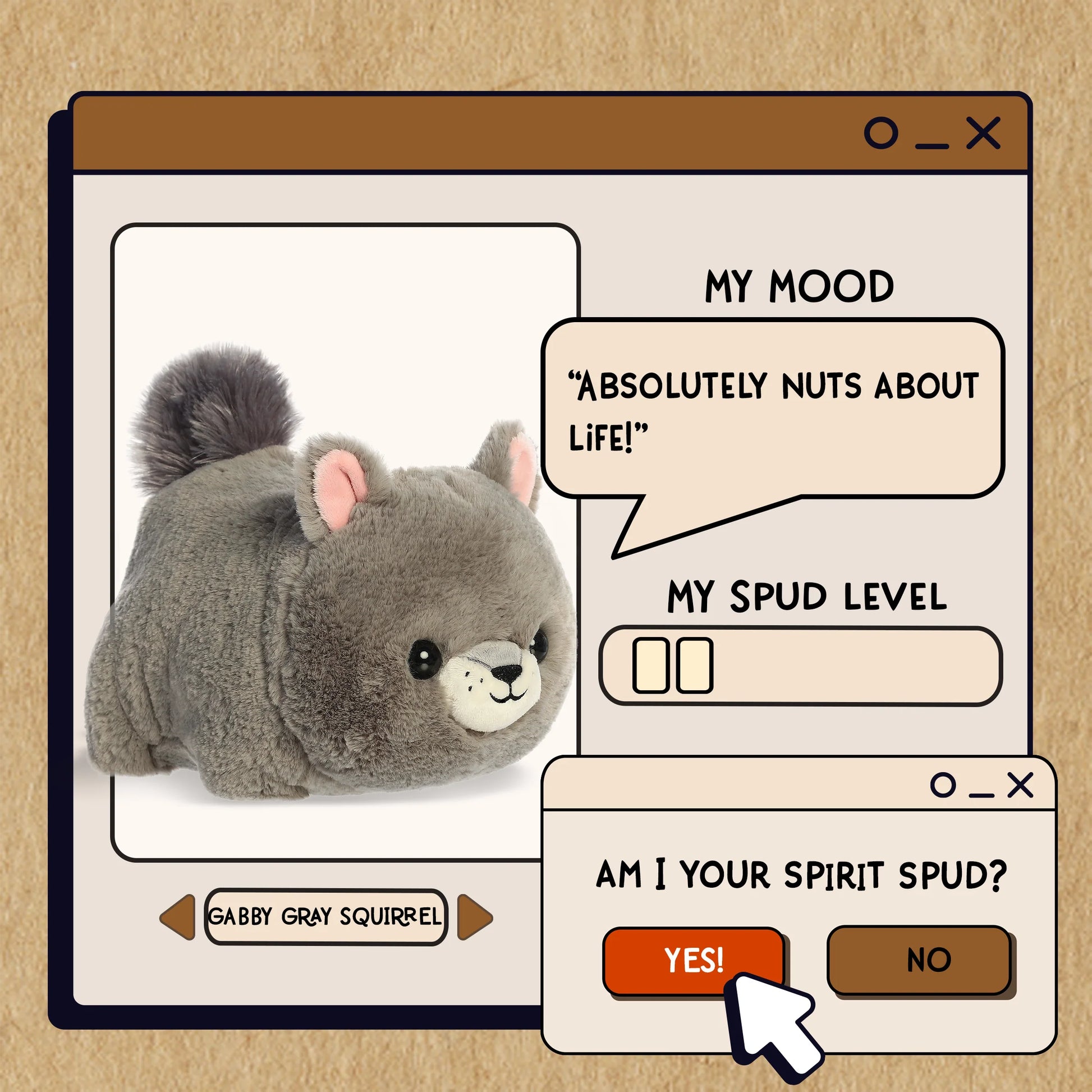 - Spudsters™ - 10" Gabby Gray Squirrel™